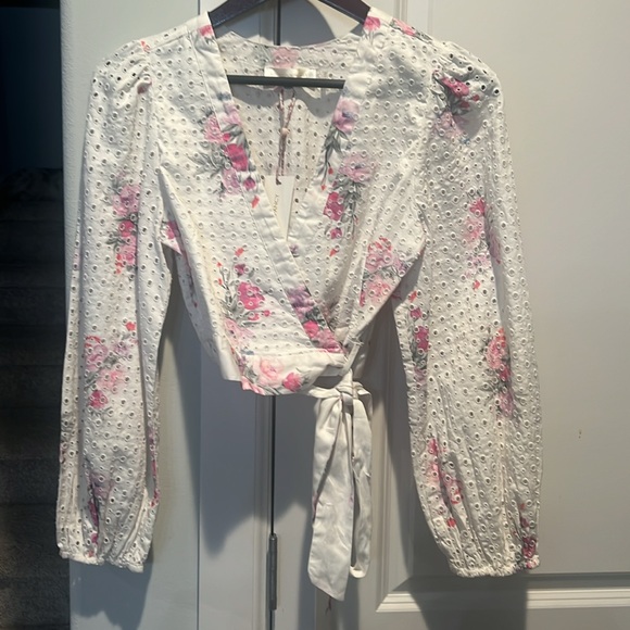 Loveshack Fancy Kinda Crop Wrap Top, Spanish Lavendar, in XS. - Picture 10 of 10